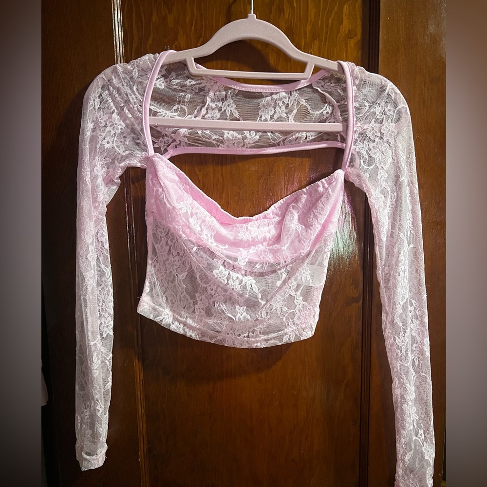 pink see through shirt